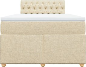 vidaXL Κρεβάτι Boxspring με Στρώμα Κρεμ 120x190 εκ. Υφασμάτινο
