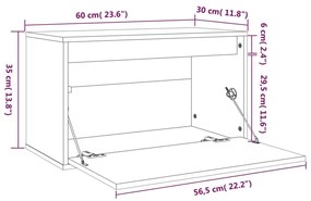 Ντουλάπι Τοίχου Καφέ Μελί 60 x 30 x 35 εκ. Μασίφ Ξύλο Πεύκου - Καφέ