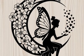 Intra απο ξύλο plywood  Χρώμα wenge 3mm-4mm πάχος - Fairy on Crescent Moon , Αποκοπή υ Δίασταση 20x20 cm INTRAFABR-87774589