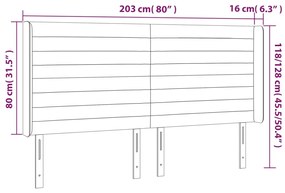 Κεφαλάρι Κρεβατιού LED Σκούρο Καφέ 203x16x118/128εκ. Υφασμάτινο 3124213