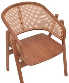 Καρέκλα - Πολυθρόνα Anlene σκελετός teak ξύλο σε καρυδί απόχρωση με rattan σε μπεζ απόχρωση 62x54x82εκ 62x54x82 εκ.