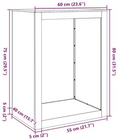 Ράφι για καυσόξυλα 60x40x80 cm Ατσάλι σκληρυθέν στον αέρα - Καφέ