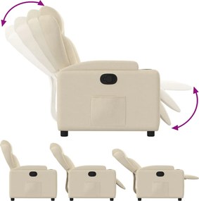 vidaXL Πολυθρόνα Ανακλινόμενη με Κρεμ Ύφασμα από Ύφασμα