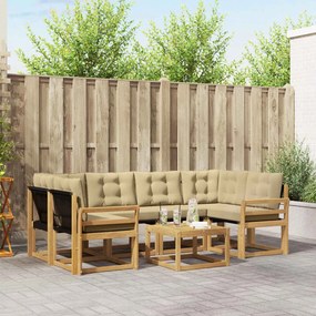 vidaXL Σειρά Καναπέ Εξωτερικού με μαξιλάρι 7 pcs Λευκό και Μπεζ
