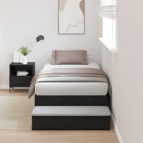 vidaXL Κρεβάτι Αποθήκης Μαύρο Δρυς 75x190 cm