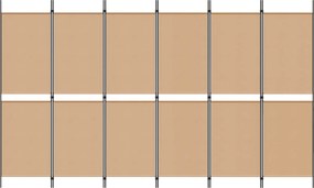vidaXL Διαχωριστικό Δωματίου 6-Πάνελ Μπεζ 300 x 180 cm Ύφασμα