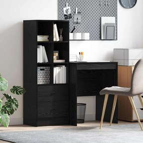 vidaXL Γραφείο με συρτάρι με ράφι με αποθήκευση 2 pcs Μαύρη Οξυά