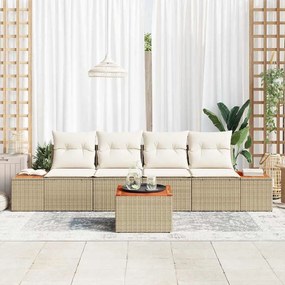 vidaXL Σετ Καναπέ Κήπου με μαξιλάρι 5 pcs Μπεζ Πολυ ράταν