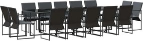 vidaXL Σέτ φαγητού για κήπο 15 pcs Μαύρο Ατσάλι