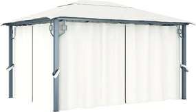 vidaXL Κιόσκι με Κουρτίνα Κρεμ 400 x 300 εκ. Αλουμινίου