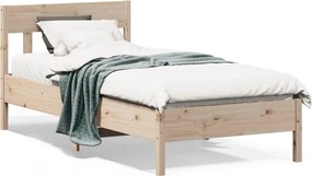 vidaXL Bed Frame Natural 90 x 200 cm Solid Pine Wood, Plywood Slats