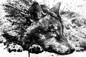 Εικόνα λύκου σε σχέδιο ακουαρέλας σε ασπρόμαυρο