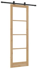 vidaXL Συρόμενη Πόρτα Χειροκίνητος Καφέ 78 x 232 cm Ξύλο και μέταλλο