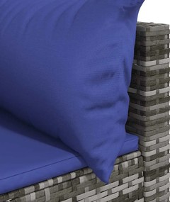 vidaXL Καναπέδες Κήπου Γωνιακοί 2 τεμ. Γκρι Συνθ. Ρατάν με Μαξιλάρια