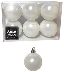 Μπάλες περλέ λευκές πακ=6τεμ φ6 Φ6cm Xmasfest 1132566 93-2546