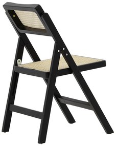 Καρέκλα Yoko pakoworld πτυσσόμενη μπεζ pvc rattan-μαύρο πόδι