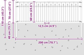 vidaXL Φράχτης με Άκρες Μαύρο 200 x 110 εκ