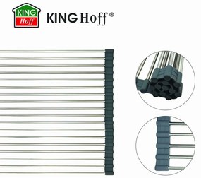 Στεγνωτήριο Kinghoff KH 1903, 45x32 cm, Ανθεκτικό στη διάβρωση, Ακμές σιλικόνης, Αντιολισθητικό, Πτυσσόμενο, Inox/γκρι