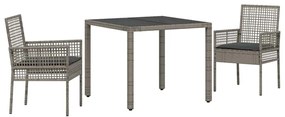 vidaXL Σέτ φαγητού για κήπο 3 pcs Γκρι συνθετικό ρατάν
