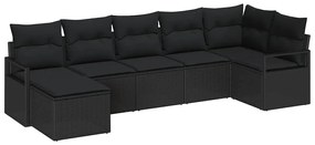vidaXL Σετ Καναπέ Κήπου 7 pcs Μαύρο Πολυ ράταν