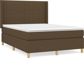 vidaXL Κρεβάτι Boxspring με Στρώμα Σκούρο Καφέ 140x190 εκ. Υφασμάτινο