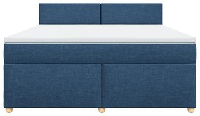 vidaXL Κρεβάτι Boxspring με Στρώμα Μπλε 180x200 εκ. Υφασμάτινο