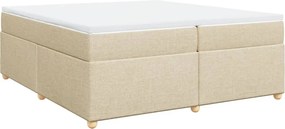 vidaXL Κρεβάτι Boxspring με Στρώμα Κρεμ 200x200 εκ. Υφασμάτινο