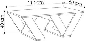 Τραπεζάκι σαλονιού Pipra Megapap χρώμα λευκό 110x60x40εκ.