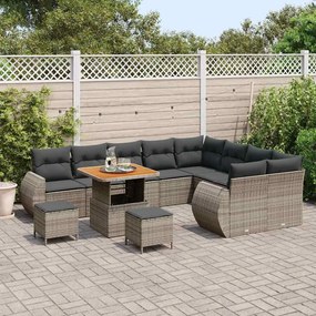 vidaXL Σετ Καναπέ Κήπου 12 pcs Γκρι συνθετικό ρατάν