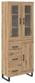vidaXL Highboard με συρτάρι 2 pcs Artisan Oak Σύνθετο Ξύλο και Γυαλί