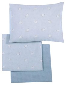 Σετ Βρεφικά Σεντόνια Κούνιας Sweet Sheep L.Blue 2x(120×170) + 1x(30×40) Nef-Nef Homeware