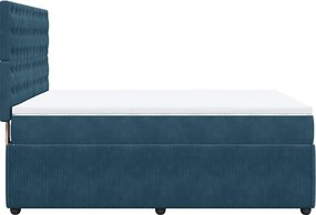 vidaXL Κρεβάτι Boxspring με Στρώμα Μπλε 140x190 εκ. Βελούδινο