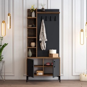 Έπιπλο Εισόδου Καρυδιά / Ανθρακί VIYANA 90x35x200