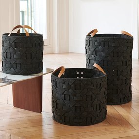 Πλεκτό καλάθι από τσόχα, ύψος 60 cm, SERA
