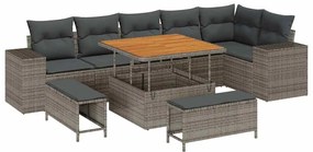 vidaXL Σετ Καναπέ Κήπου 9 pcs Γκρι συνθετικό ρατάν