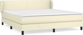 vidaXL Κρεβάτι Boxspring με Στρώμα Κρεμ 180x200 εκ. Συνθετικό Δέρμα