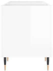 Δισκοθήκη Γυαλιστερή Λευκή 121x38x48 εκ. από Επεξεργασμένο Ξύλο - Λευκό