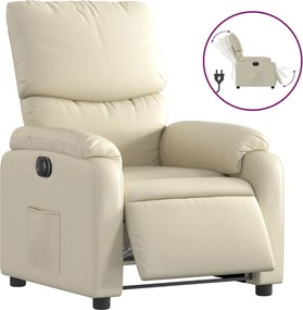 vidaXL Πολυθρόνα Ανακλινόμενη Ηλεκτρική Κρεμ από Συνθετικό Δέρμα