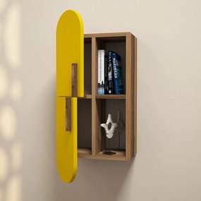 Ράφι Τοίχου Καρυδί / Κίτρινο OORO 35x22x60