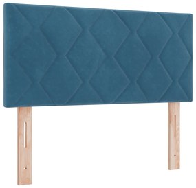 vidaXL Κρεβάτι Box Spring με Στρώμα Σκούρο Μπλε 90x190 εκ. Βελούδο