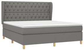 vidaXL Κρεβάτι Boxspring με Στρώμα Σκούρο Γκρι 160x200 εκ Υφασμάτινο