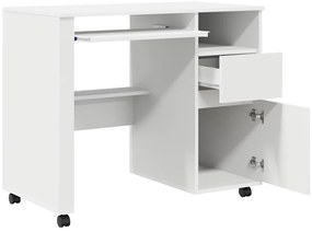 vidaXL Γραφείο με Ρόδες Λευκό 91 x 50 x 77 εκ. Επεξεργασμένο ξύλο