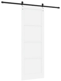 vidaXL Συρόμενη Πόρτα με Σετ Υλικών Λευκή 83x232 εκ. Συμπαγές Ξύλο Πεύκου