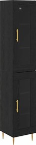 vidaXL Highboard 2 pcs Μαύρη Οξυά Γυαλί