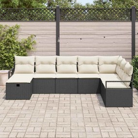 vidaXL Σετ Καναπέ Κήπου 8 pcs Μαύρο Πολυ ράταν