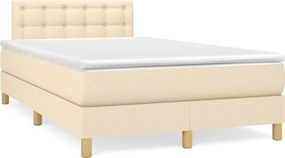 vidaXL Κρεβάτι Boxspring με Στρώμα Κρεμ 120x200 εκ. Υφασμάτινο