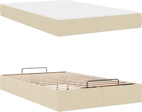vidaXL Σκελετός κρεβατιού με στρώμα 2 pcs Κρεμ ύφασμα