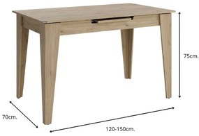 Τραπέζι Trendline Megapap επεκτεινόμενο χρώμα oak 120/150x70x75εκ.