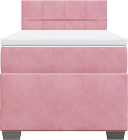 vidaXL Κρεβάτι Boxspring με Στρώμα Ροζ 100x200 εκ. Βελούδινο