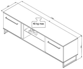 Έπιπλο Τηλεόρασης Sardinia TV 170 Artisan Oak - Μαύρο 170,5x42x54 εκ. 170.5x42x54 εκ.